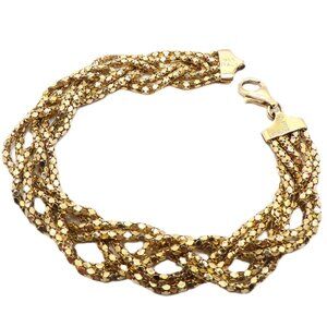 Technibond Gold Vermeil Mesh Bracelet, 925 Braided Popcorn Style Bracelet 8" L